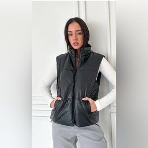 Thread & Supply Black faux leather Sleeveless Puffer women’s Vest